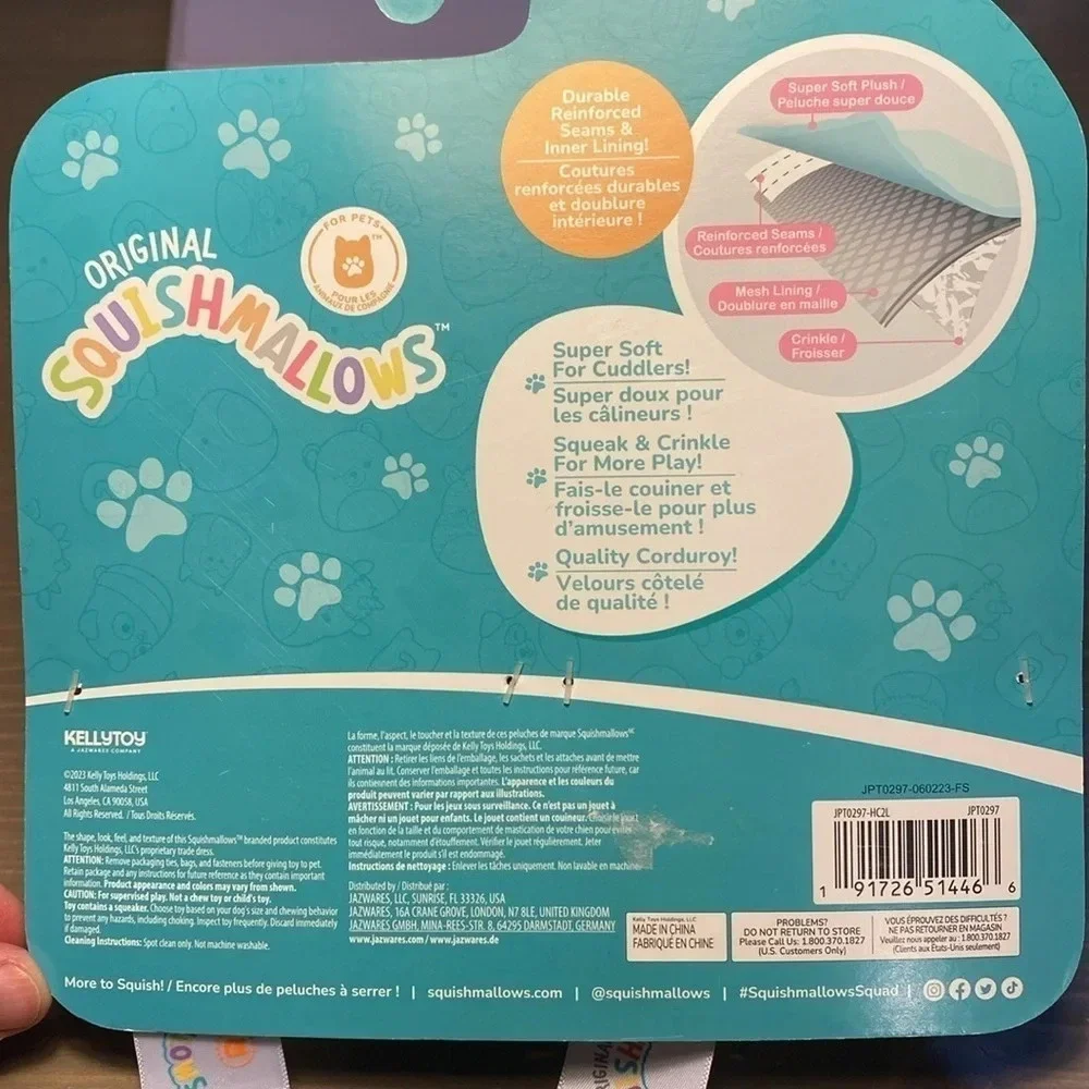 Squishmallows Melly & Fresa Squeaky Crinkle Dog Toy 2-Pack Milk Pop Tart NWT